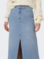 JDY Blue Split Front Denim Maxi Skirt - Image 6 of 8