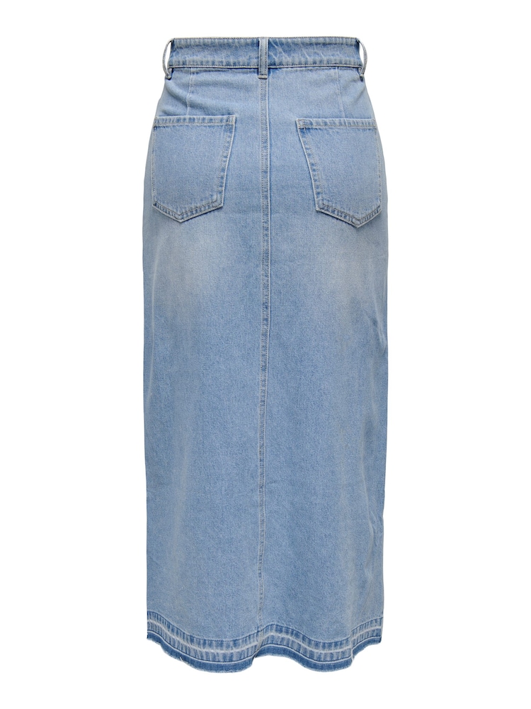 JDY Blue Split Front Denim Maxi Skirt - Image 8 of 8