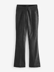 Black Faux Leather Bootcut Trousers - Image 3 of 4