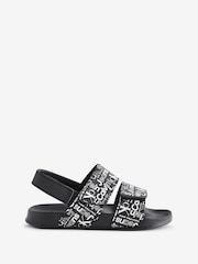 Calvin Klein Black Aop Velcro Sandals - Image 1 of 1