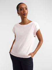 Hobbs Pink Alycia Slub 100% Cotton T-Shirt - Image 1 of 4