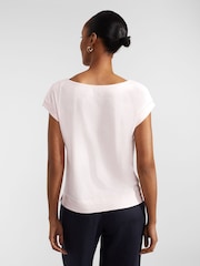 Hobbs Pink Alycia Slub 100% Cotton T-Shirt - Image 2 of 4
