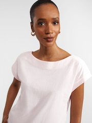 Hobbs Pink Alycia Slub 100% Cotton T-Shirt - Image 3 of 4