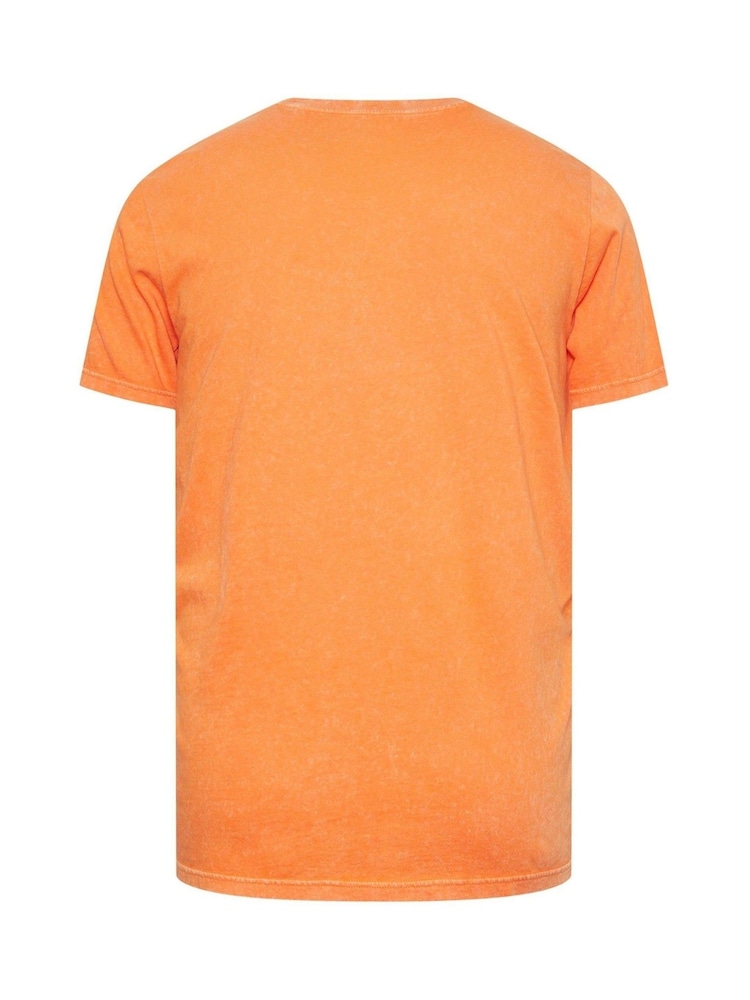 BadRhino Big & Tall Orange 100% Cotton Acid Wash Printed T-Shirt - Image 3 of 3