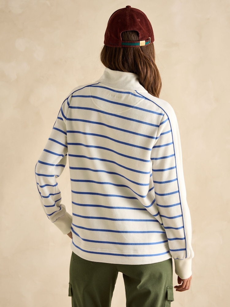Cream/Blue Cotton - سويت شيرت Southwold مخطط بأزرار طولية من Joules - صورة 2 من 8