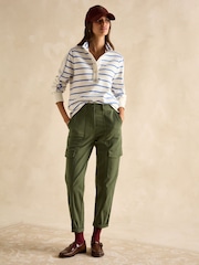 Cream/Blue Cotton - سويت شيرت Southwold مخطط بأزرار طولية من Joules - صورة 3 من 8