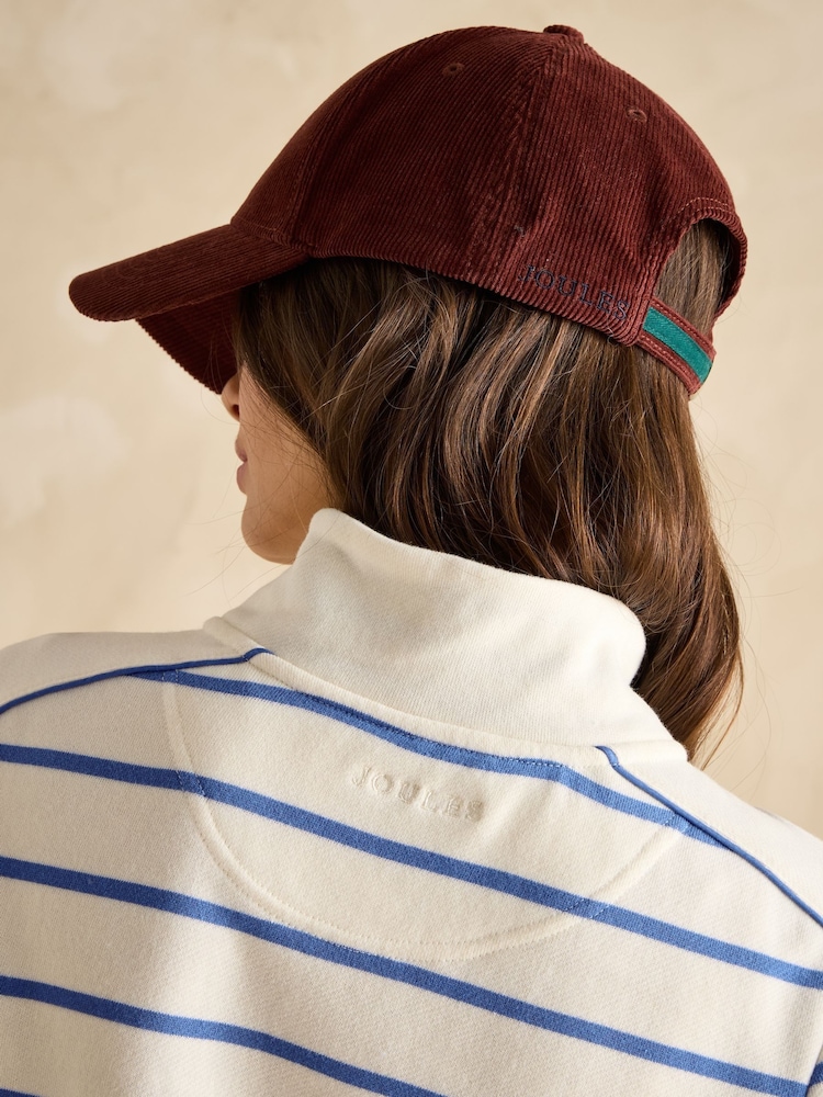 Joules Southwold Cream/Blue Cotton Button Down Striped Sweatshirt - Image 6 of 8