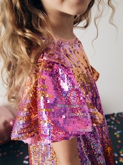 Pink/Gold Sequin Sparkle Party Dress (3-16yrs) - Image 6 of 8