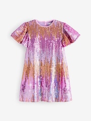 Pink/Gold Sequin Sparkle Party Dress (3-16yrs) - Image 7 of 8