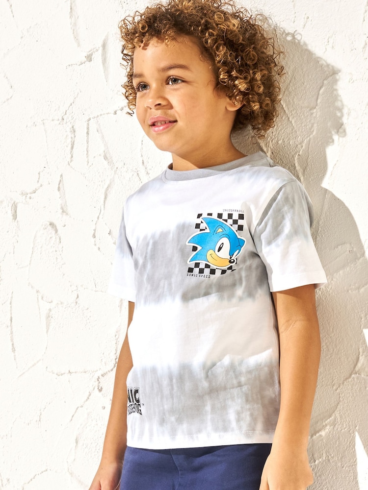 Angel & Rocket Grey 100% Cotton Sonic Tie Dye T-Shirt - Image 1 of 6