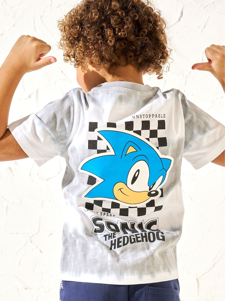 Angel & Rocket Grey 100% Cotton Sonic Tie Dye T-Shirt - Image 2 of 6