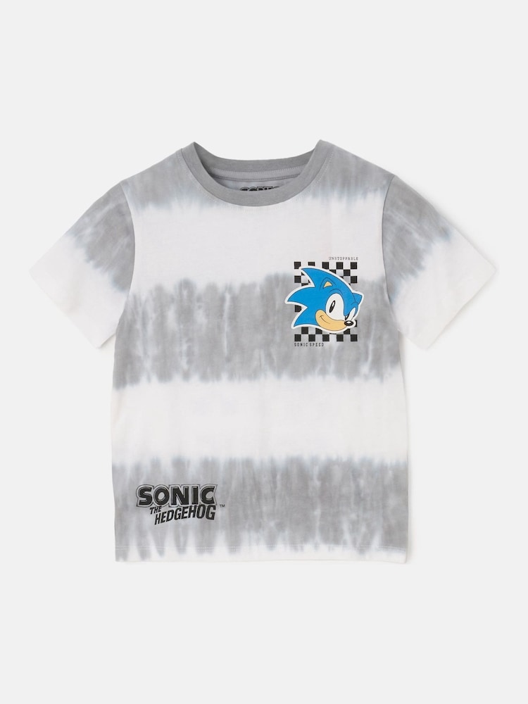 Angel & Rocket Grey 100% Cotton Sonic Tie Dye T-Shirt - Image 4 of 6