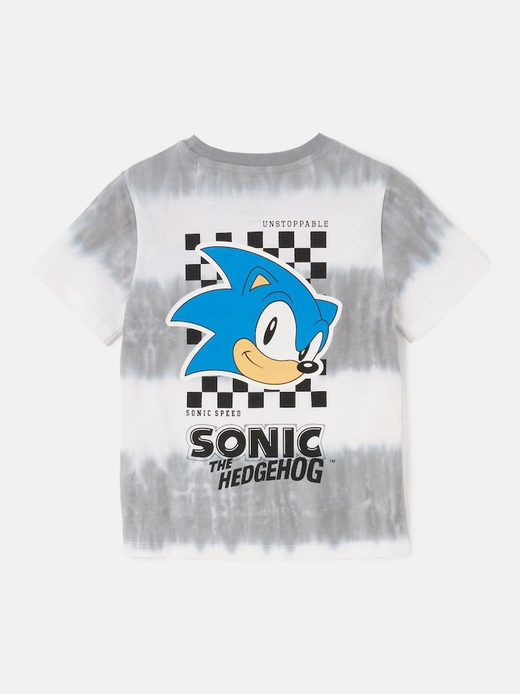 Angel & Rocket Grey 100% Cotton Sonic Tie Dye T-Shirt - Image 5 of 6