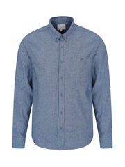 Mountain Warehouse Blue Mens Driftwood Organic Chambray 100% Cotton Shirt - Image 1 of 4