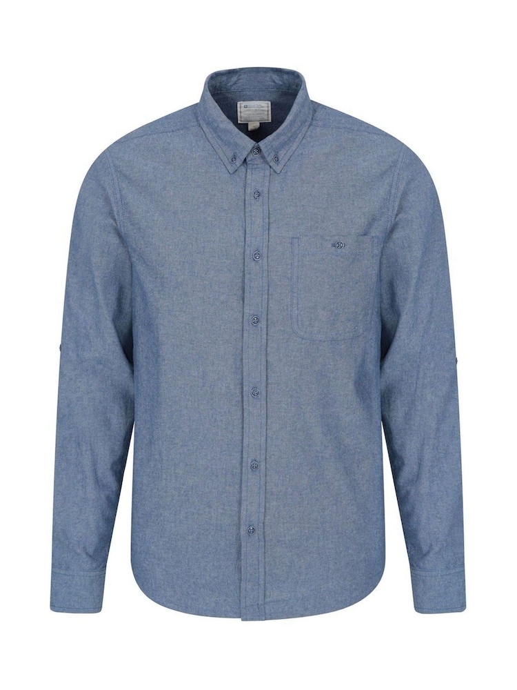 Mountain Warehouse Blue Mens Driftwood Organic Chambray 100% Cotton Shirt - Image 1 of 4
