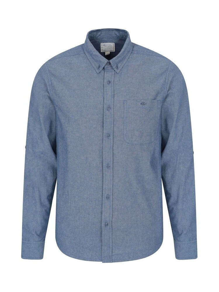 Mountain Warehouse Blue Mens Driftwood Organic Chambray 100% Cotton Shirt - Image 1 of 4 Mountain Warehouse Blue Mens Driftwood Organic Chambray 100% Cotton Shirt - Image 1 of 4