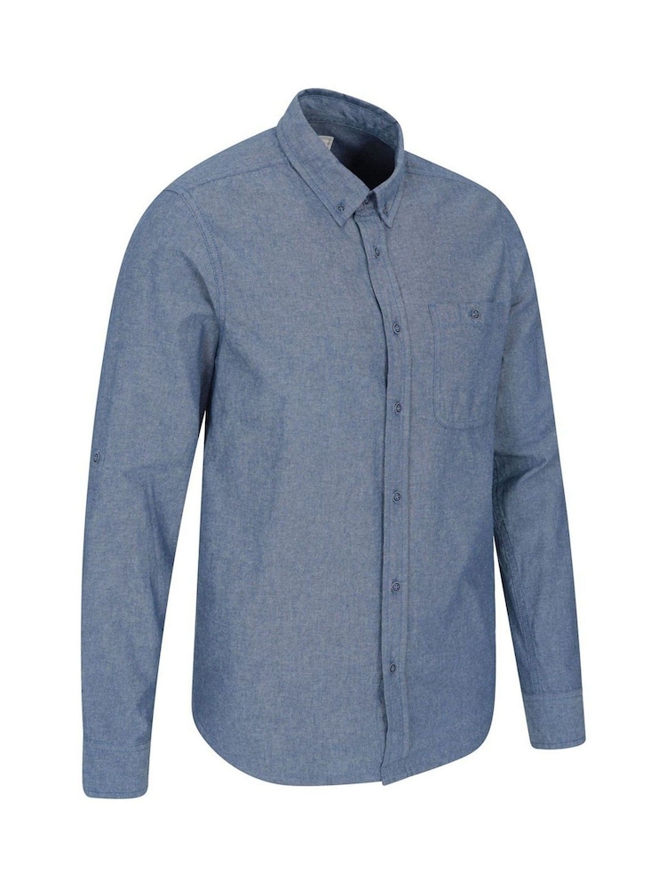 Mountain Warehouse Blue Mens Driftwood Organic Chambray 100% Cotton Shirt - Image 2 of 4