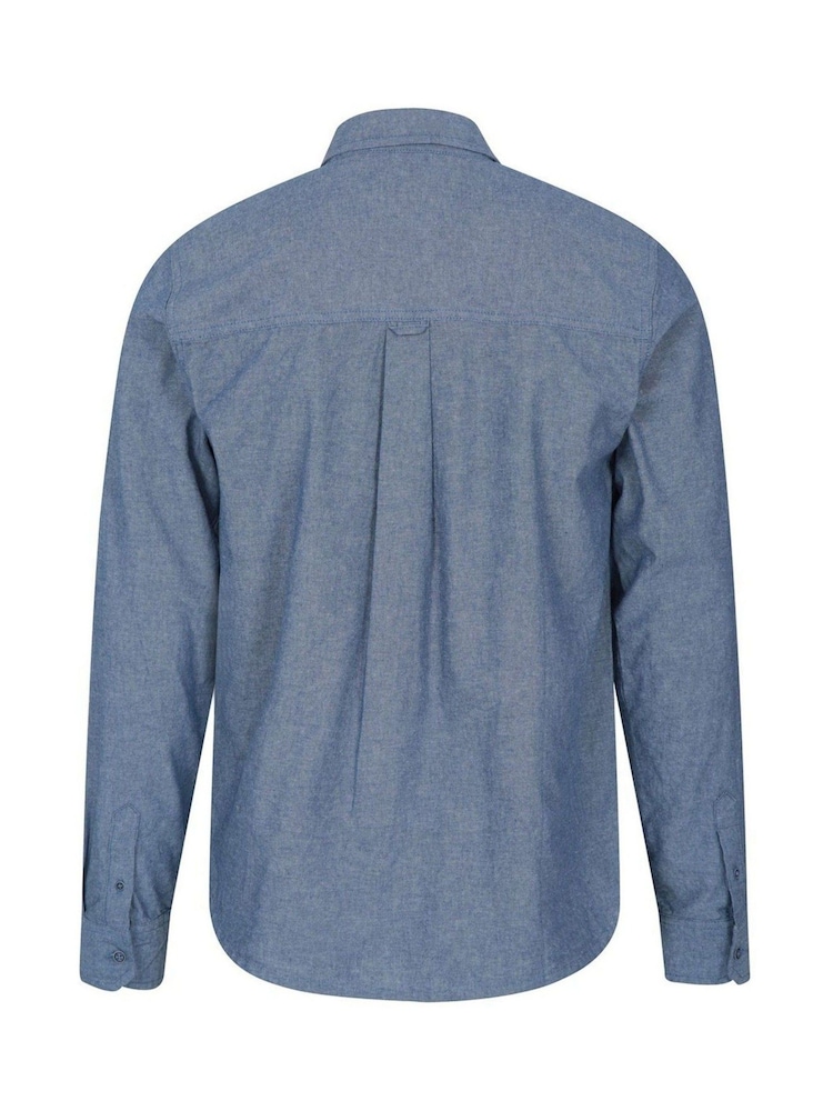 Mountain Warehouse Blue Mens Driftwood Organic Chambray 100% Cotton Shirt - Image 4 of 4