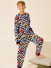 Multi Checkerboard Faces Single Long Sleeve 100% Cotton Pyjamas (3-16yrs) (3-16yrs) - Image 1 of 5