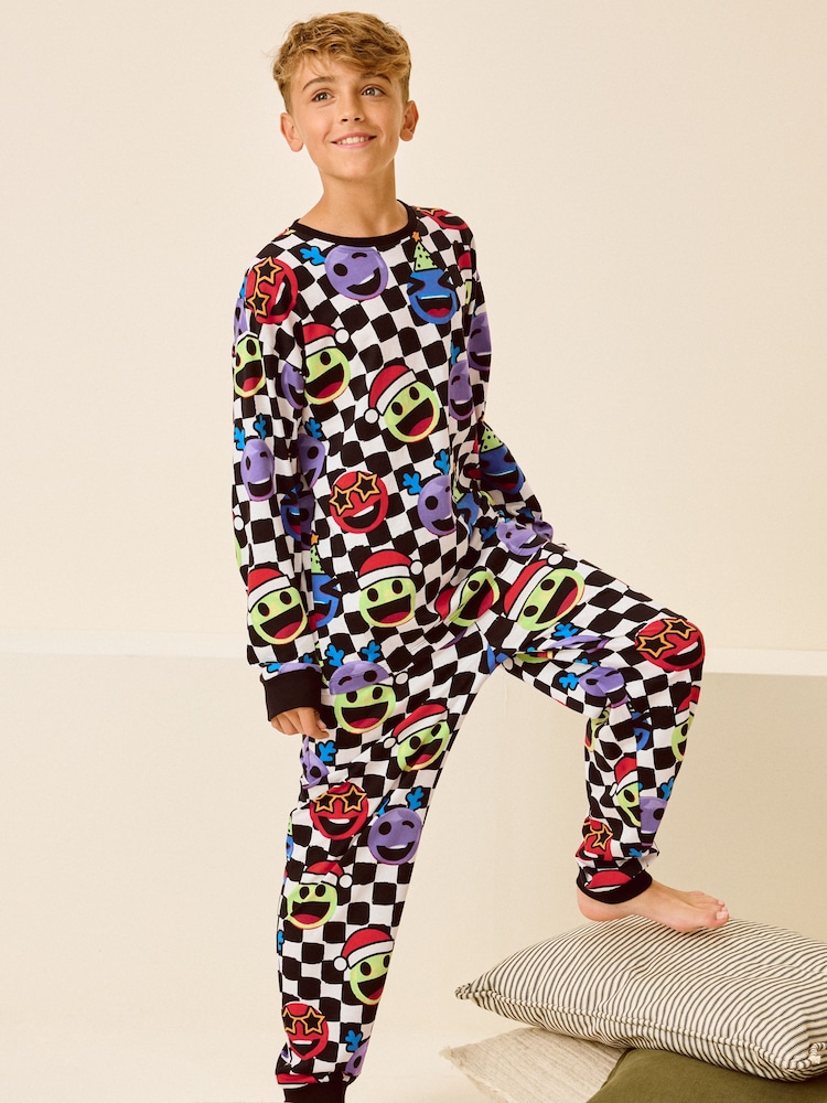 Multi Checkerboard Faces Single Long Sleeve 100% Cotton Pyjamas (3-16yrs) (3-16yrs) - Image 1 of 5