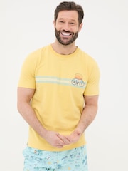 FatFace Judes Yellow Chest Stripe T-Shirt - Image 1 of 5
