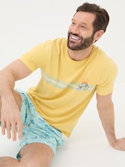 FatFace Judes Yellow Chest Stripe T-Shirt - Image 3 of 5