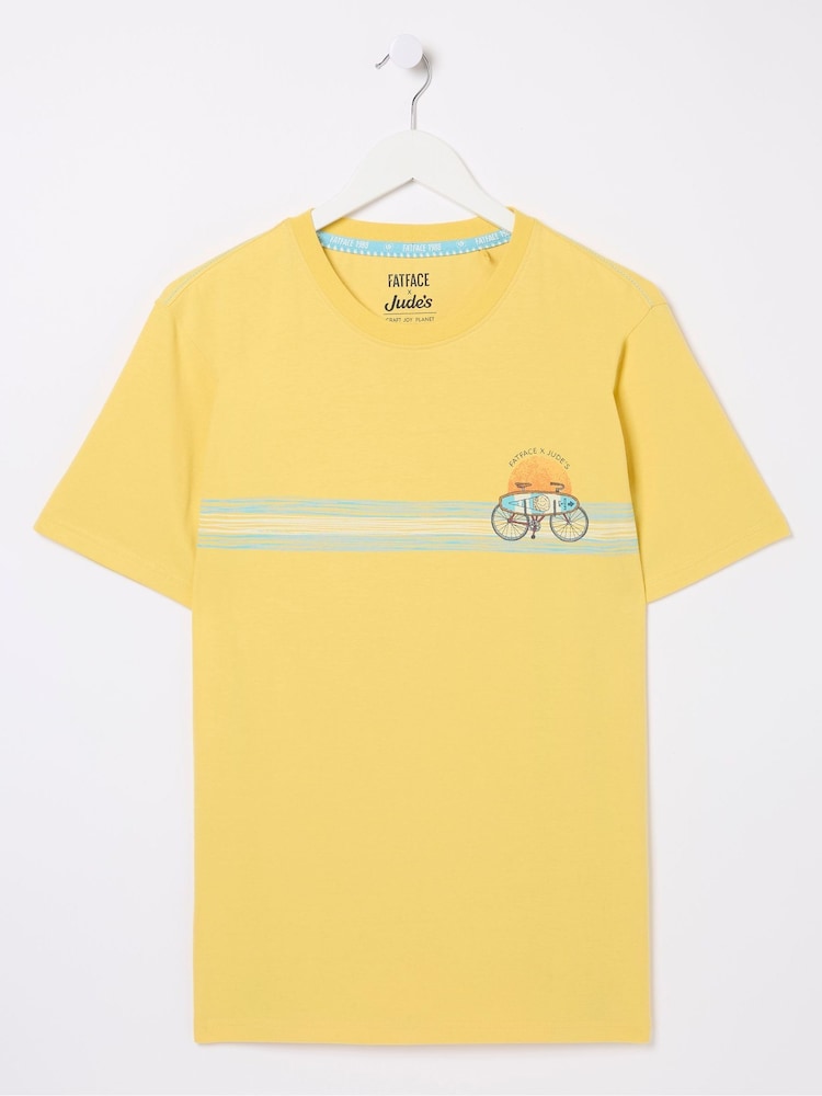 FatFace Judes Yellow Chest Stripe T-Shirt - Image 5 of 5