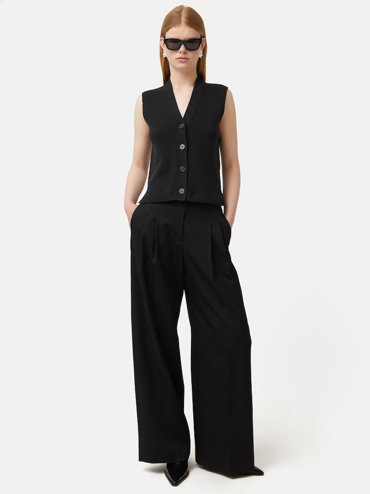 Jigsaw Black Cotton Blend Waistcoat - Image 6 of 6
