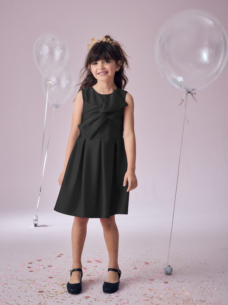 Black Scuba Bow Occasion Dress (1.5-16yrs) - Image 1 of 7