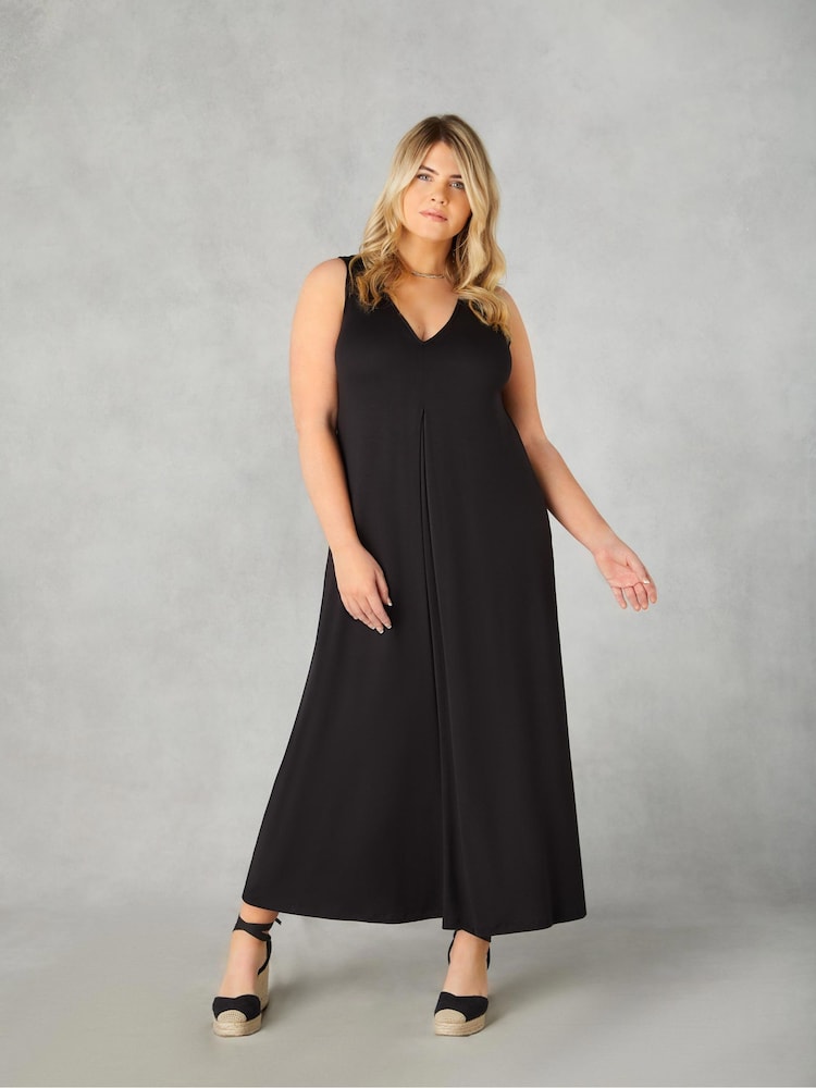 Live Unlimited Black Jersey Relaxed Midaxi Dress - Image 1 of 4 Live Unlimited Black Jersey Relaxed Midaxi Dress - Image 1 of 4