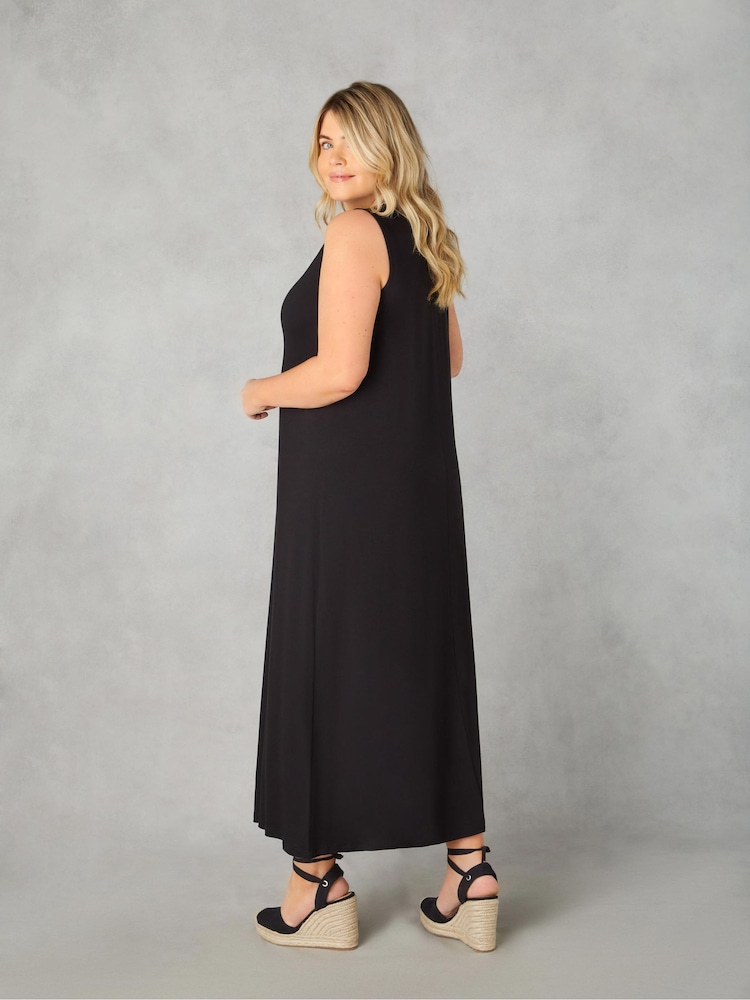 Live Unlimited Black Jersey Relaxed Midaxi Dress - Image 2 of 4 Live Unlimited Black Jersey Relaxed Midaxi Dress - Image 2 of 4