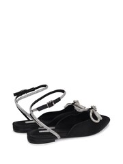 Linzi Blue Mayla Satin Flat Mules With Diamante Bow Detail - Image 3 of 4