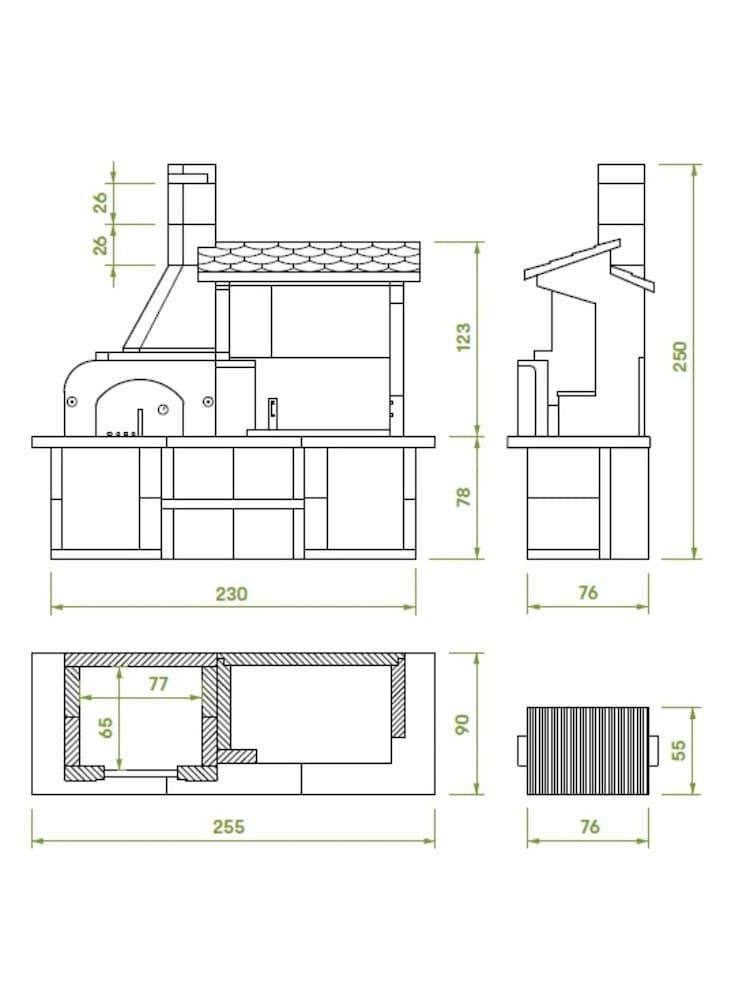 Callow Black Complete Outdoor BBQ Kitchen with Wood Fired Oven - Image 6 of 6