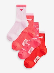 Red/Pink Mr Fox Scion At Ankle Socks 4 Pack - Image 1 of 5