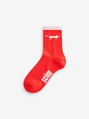 Red/Pink Mr Fox Scion At Ankle Socks 4 Pack - Image 2 of 5