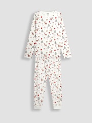JoJo Maman Bébé Cream Mens Christmas Print Pyjamas Set - Image 1 of 5