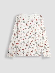 JoJo Maman Bébé Cream Mens Christmas Print Pyjamas Set - Image 2 of 5