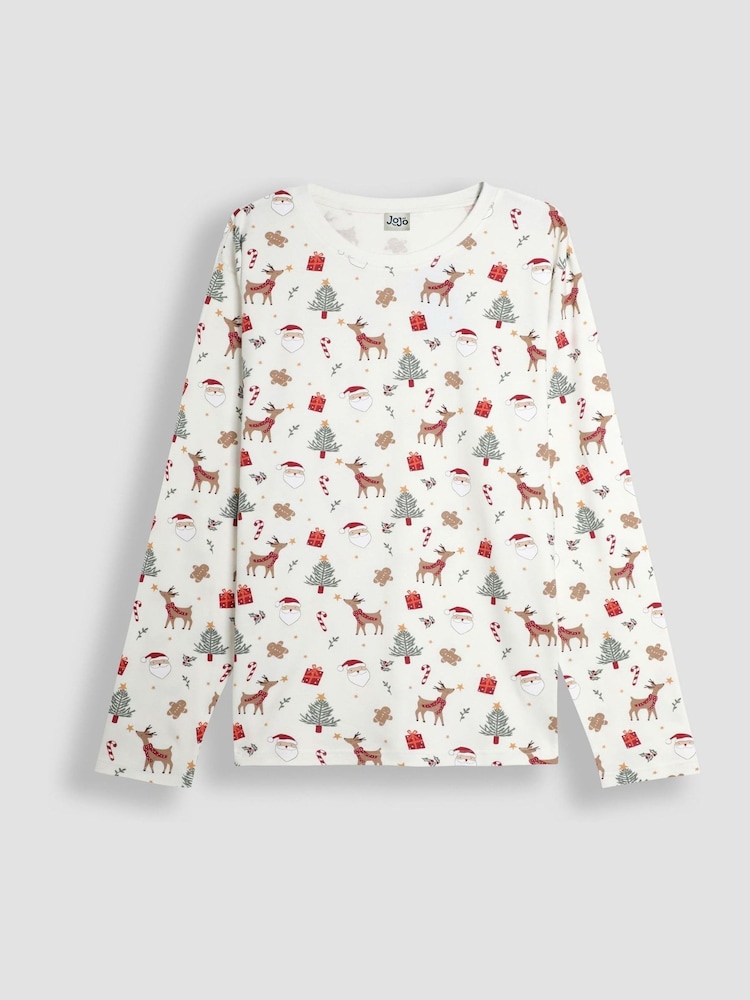 JoJo Maman Bébé Cream Mens Christmas Print Pyjamas Set - Image 2 of 5 JoJo Maman Bébé Cream Mens Christmas Print Pyjamas Set - Image 2 of 5
