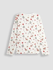 JoJo Maman Bébé Cream Mens Christmas Print Pyjamas Set - Image 3 of 5