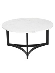 Pacific Mirrored White Marble and Black Metal Coffee Table - Image 2 of 6