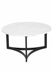 Pacific Mirrored White Marble and Black Metal Coffee Table - Image 3 of 6