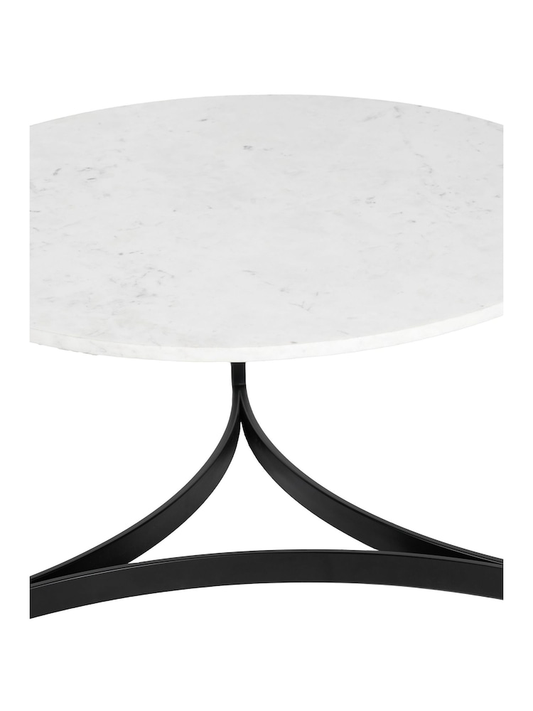 Pacific Mirrored White Marble and Black Metal Coffee Table - Image 6 of 6