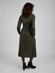 JoJo Maman Bébé Khaki Green Animal Print Maternity Midi Shirt Dress - Image 2 of 4