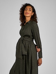 JoJo Maman Bébé Khaki Green Animal Print Maternity Midi Shirt Dress - Image 3 of 4