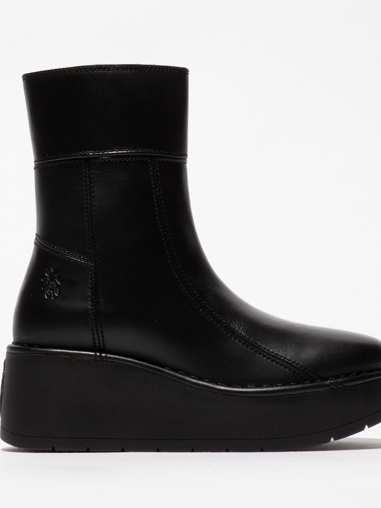 Fly London Hann Platform Ankle Black Boots - Image 1 of 4
