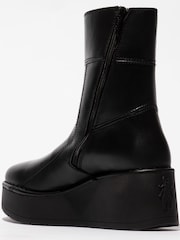 Fly London Hann Platform Ankle Black Boots - Image 2 of 4