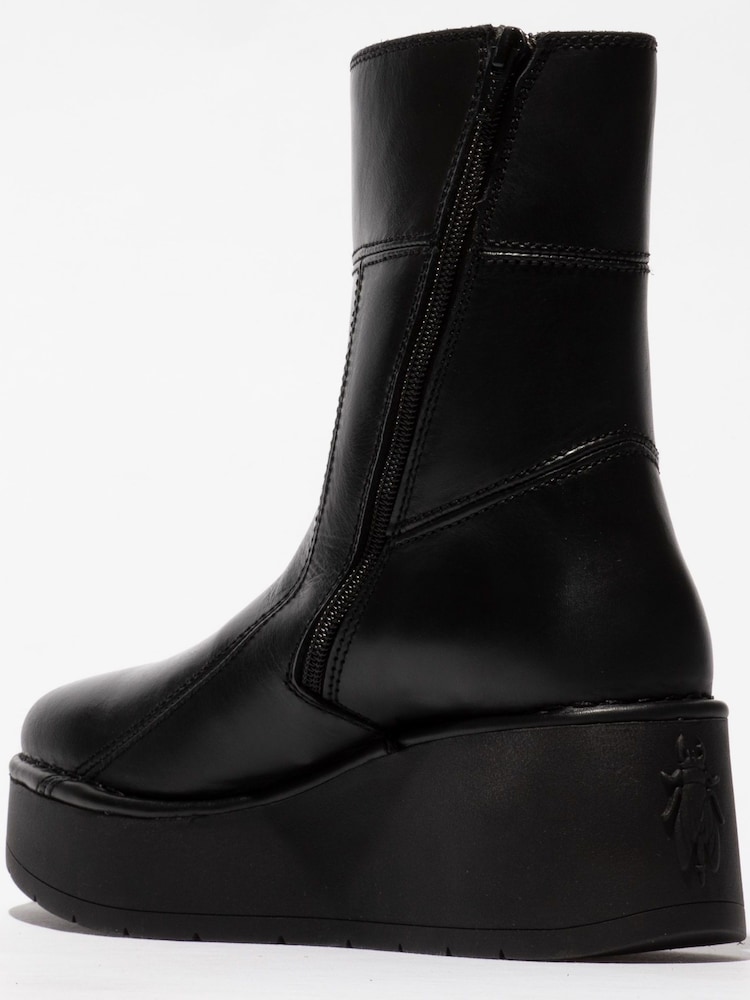 Fly London Hann Platform Ankle Black Boots - Image 2 of 4