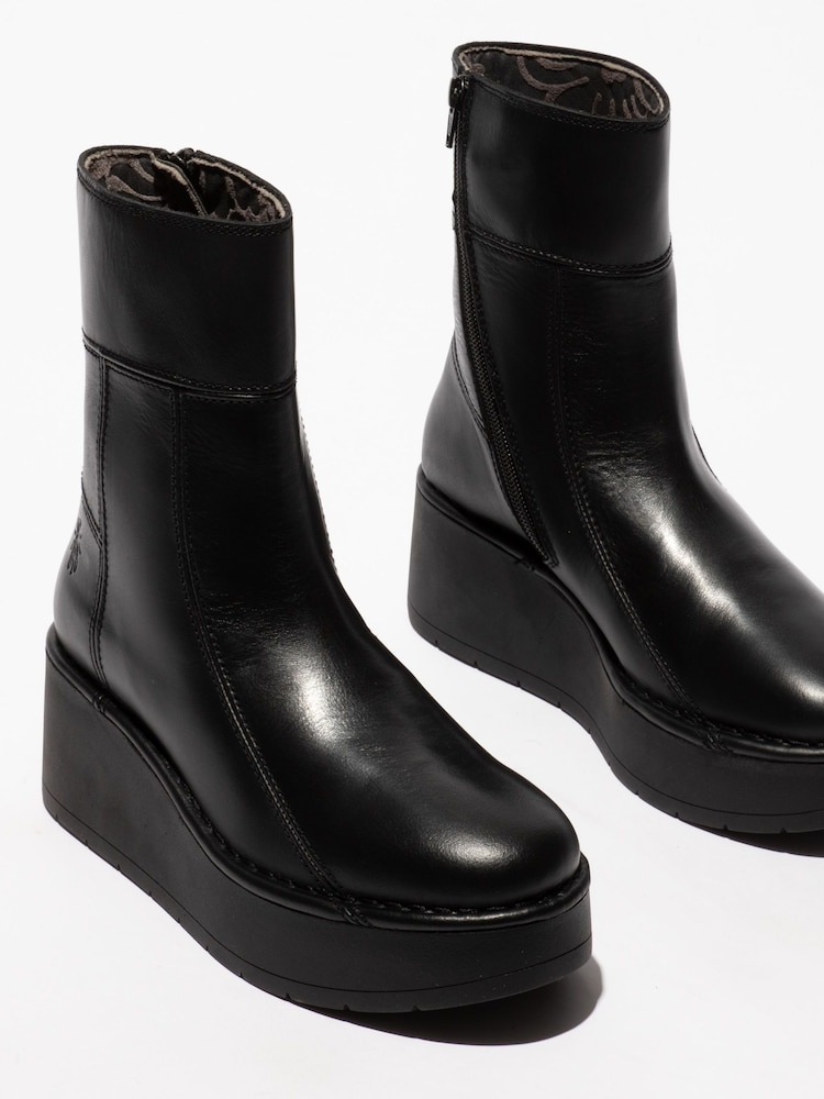 Fly London Hann Platform Ankle Black Boots - Image 4 of 4