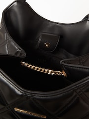Lipsy Black Faux Leather Quilted Slouch Tote Bag - Image 4 of 4