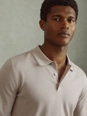 Reiss Washed Stone Trafford Merino Wool Polo Shirt - Image 4 of 6
